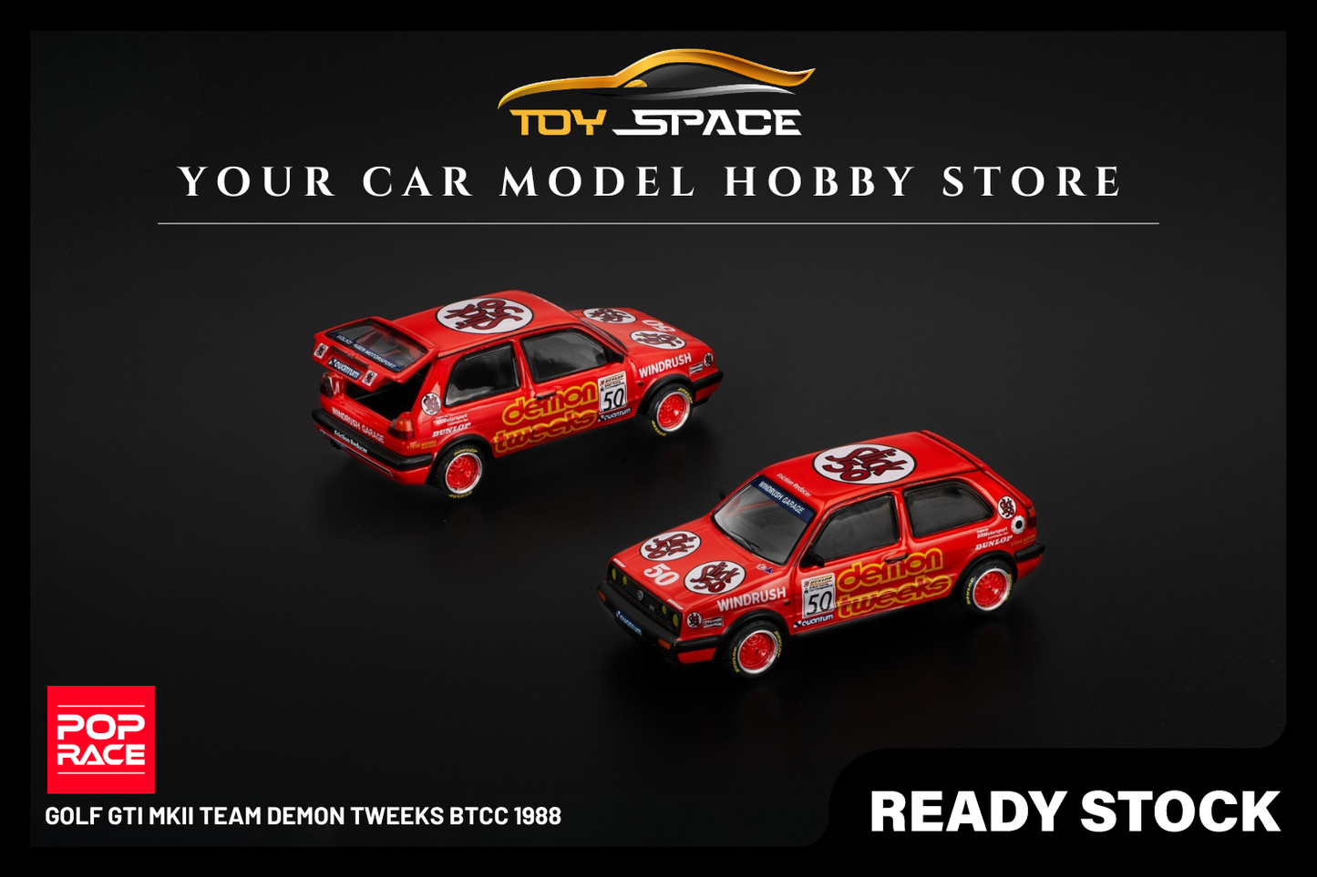 [POP RACE] 1:64 Golf GTI MkII Team Demon Tweeks BTCC 1988 - Toy Space Diecast Online Store Singapore
