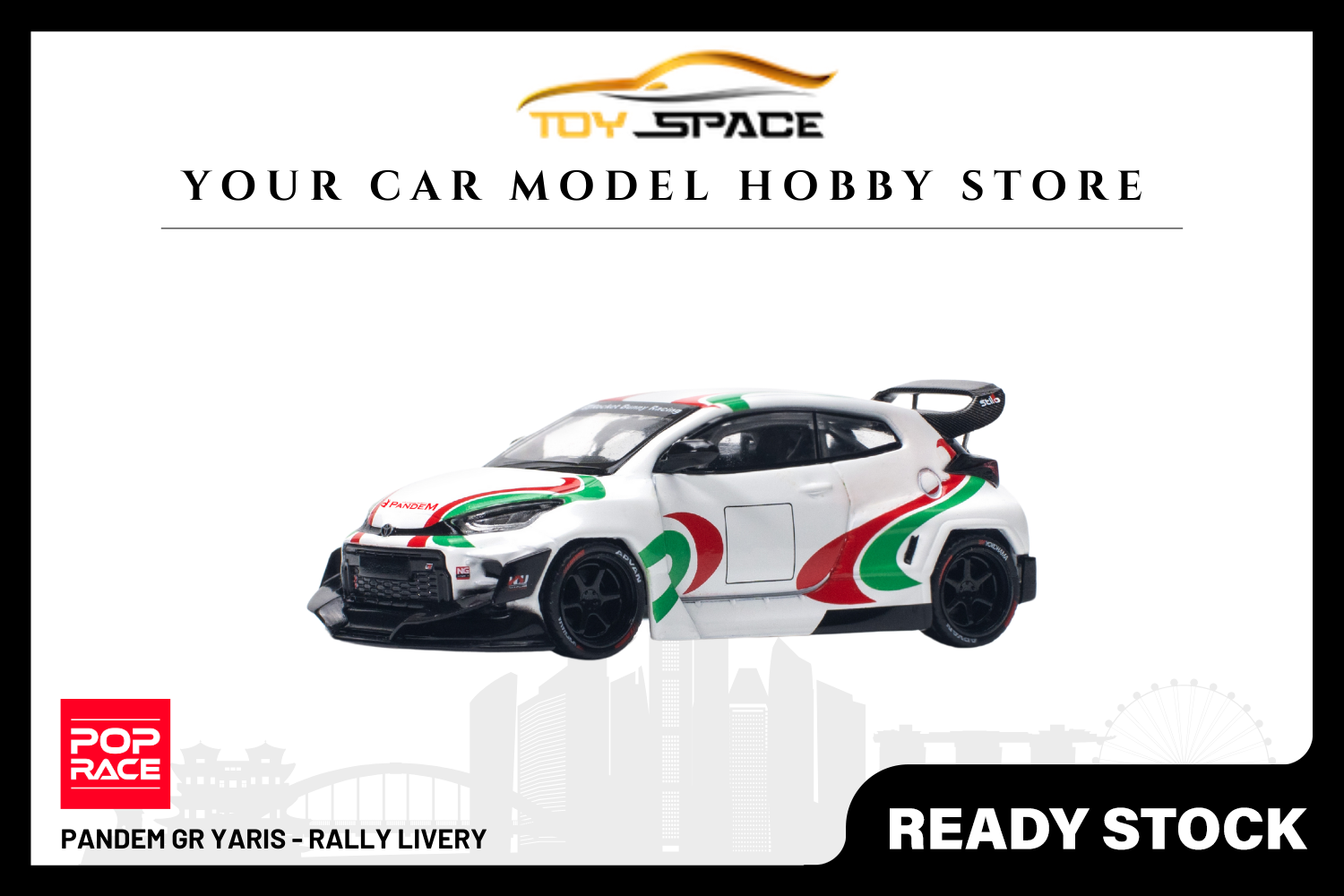 [POP RACE] 1/64 Pandem GR Yaris - Rally Livery - Toy Space Diecast Online Store Singapore