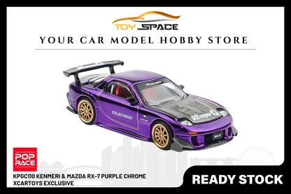 [POP RACE] 1:64 Skyline GTR V8 Drift KPGC Kenmeri & Mazda RX-7 Purple Chrome (XCartoys Exclusive) - Toy Space Diecast Online Store Singapore