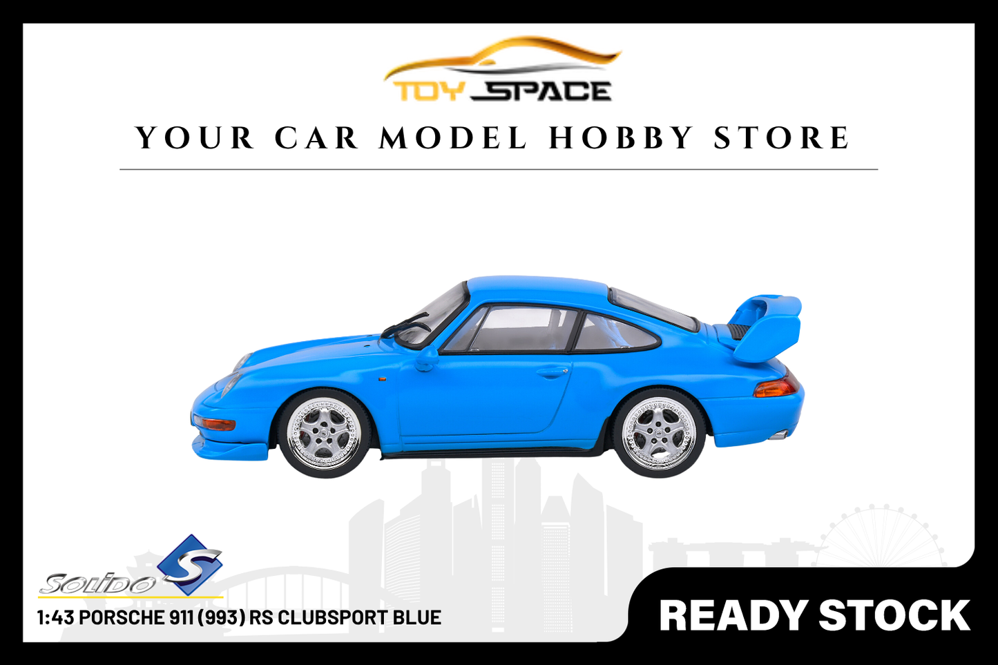 [SOLIDO] 1:43 Porsche 911 (993) RS Clubsport Blue - Toy Space Diecast Online Store Singapore