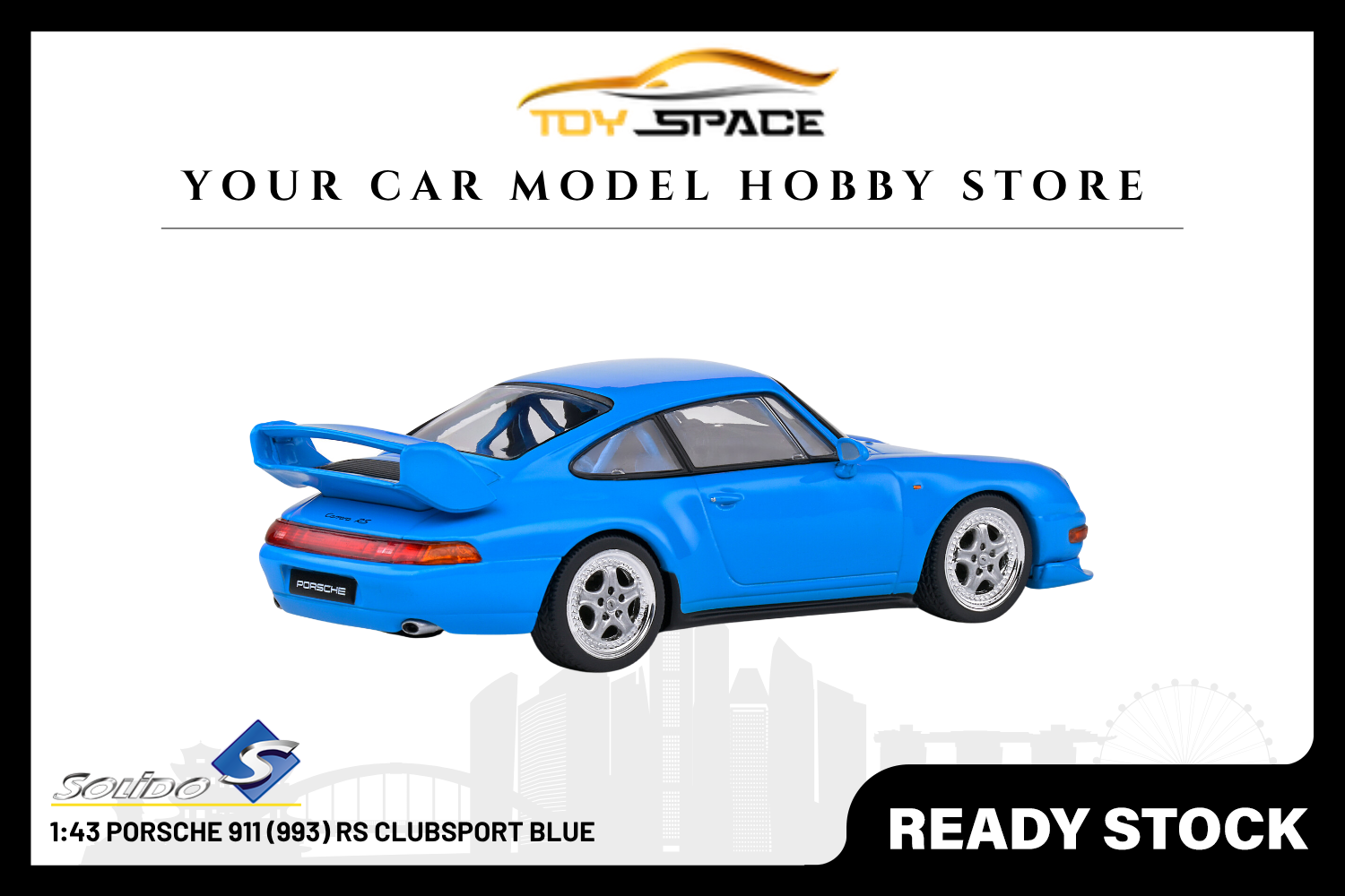 [SOLIDO] 1:43 Porsche 911 (993) RS Clubsport Blue - Toy Space Diecast Online Store Singapore