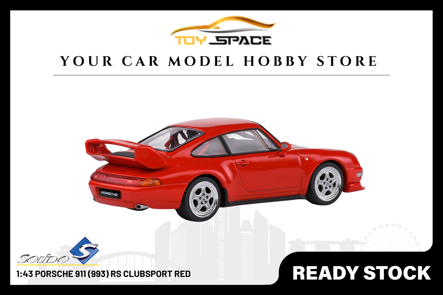 [SOLIDO] 1:43 Porsche 911 (993) RS Clubsport Red - Toy Space Diecast Online Store Singapore