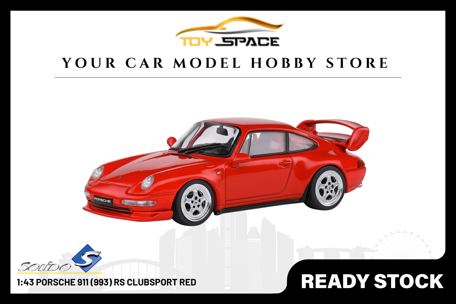 [SOLIDO] 1:43 Porsche 911 (993) RS Clubsport Red - Toy Space Diecast Online Store Singapore
