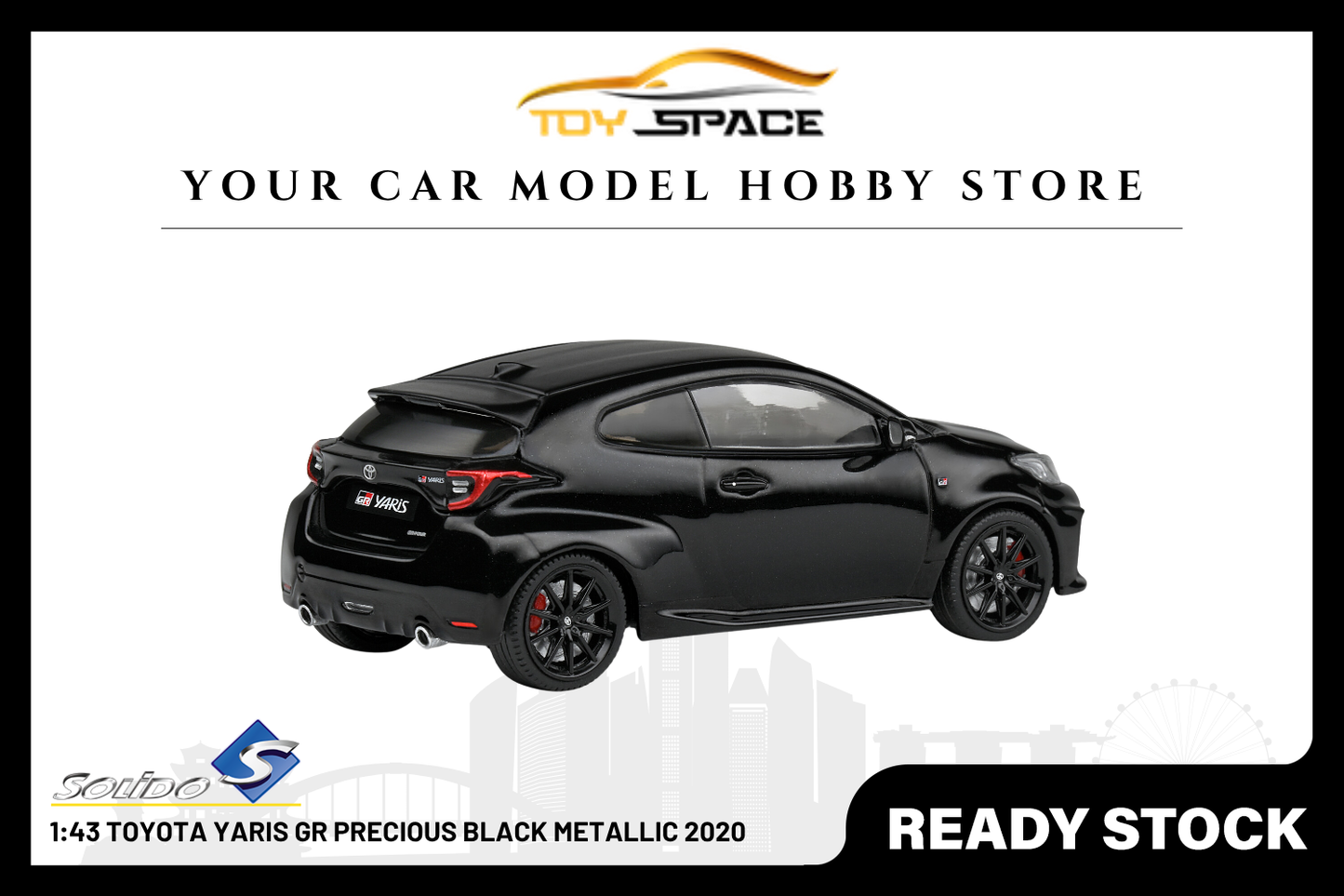 [SOLIDO] 1:43 Toyota Yaris GR Precious Black Metallic 2020 - Toy Space Diecast Online Store Singapore