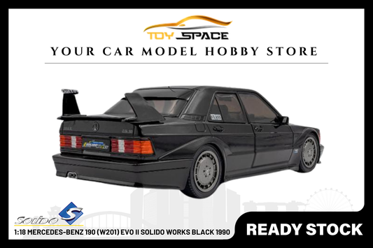 [SOLIDO] 1:18 Mercedes-Benz 190 (W201) Evo II Solido Works Black 1990 - Toy Space Diecast Online Store Singapore