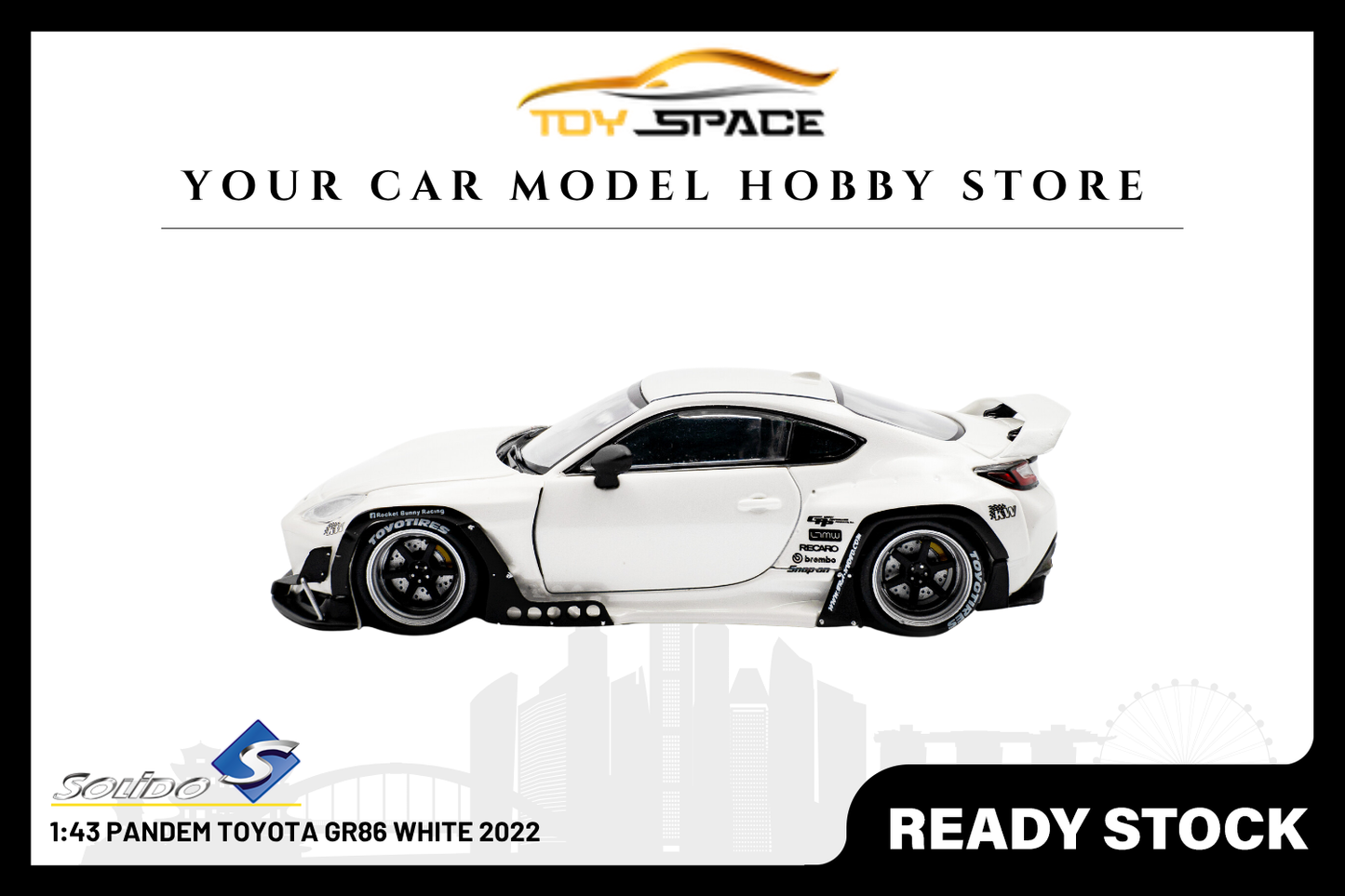 [SOLIDO] 1:43 PANDEM Toyota GR86 White 2022 - Toy Space Diecast Online Store Singapore