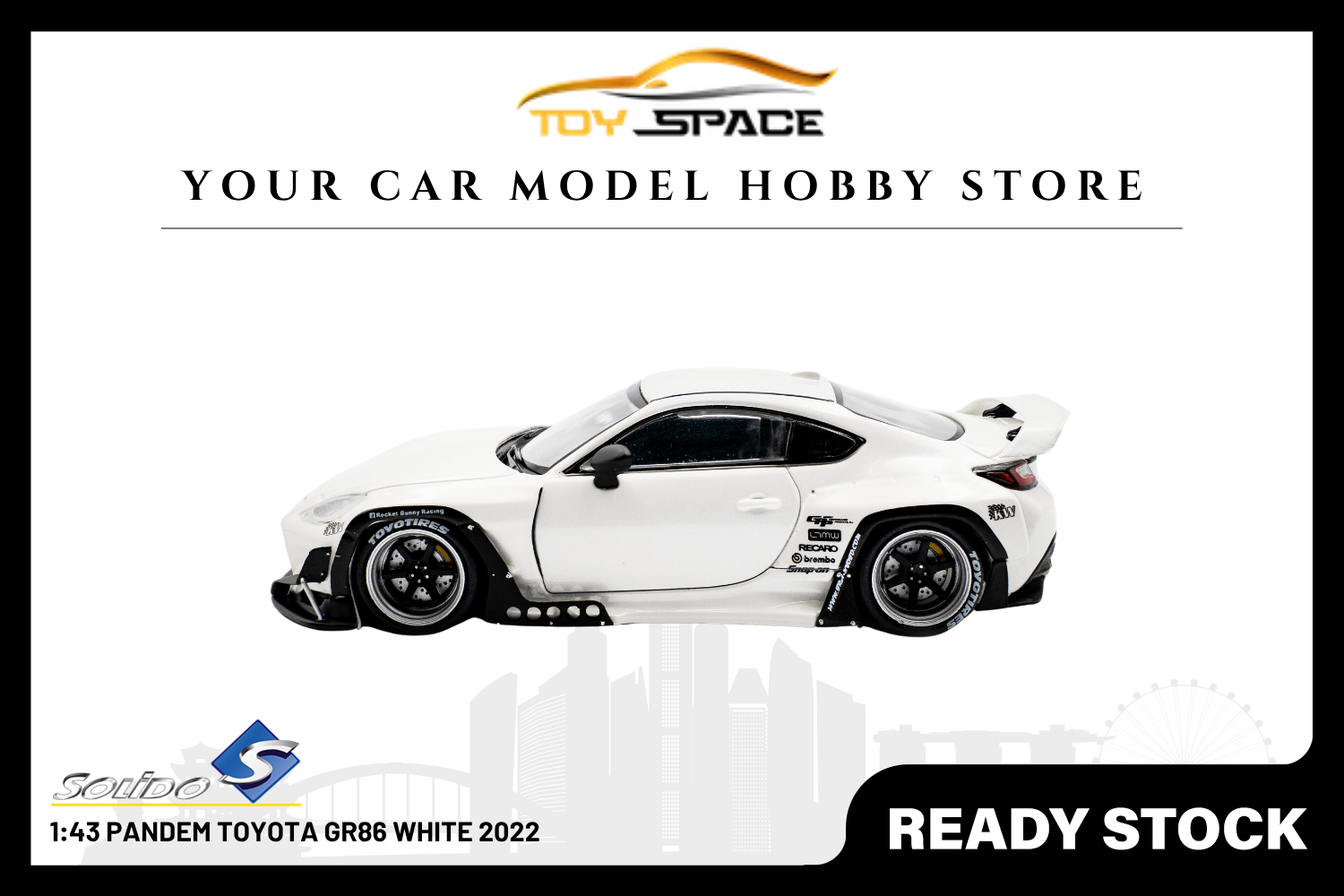 [SOLIDO] 1:43 PANDEM Toyota GR86 White 2022 - Toy Space Diecast Online Store Singapore