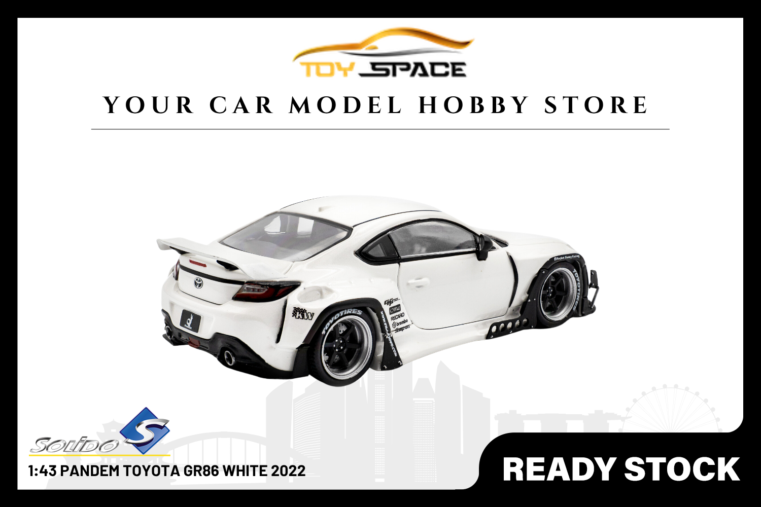 [SOLIDO] 1:43 PANDEM Toyota GR86 White 2022 - Toy Space Diecast Online Store Singapore
