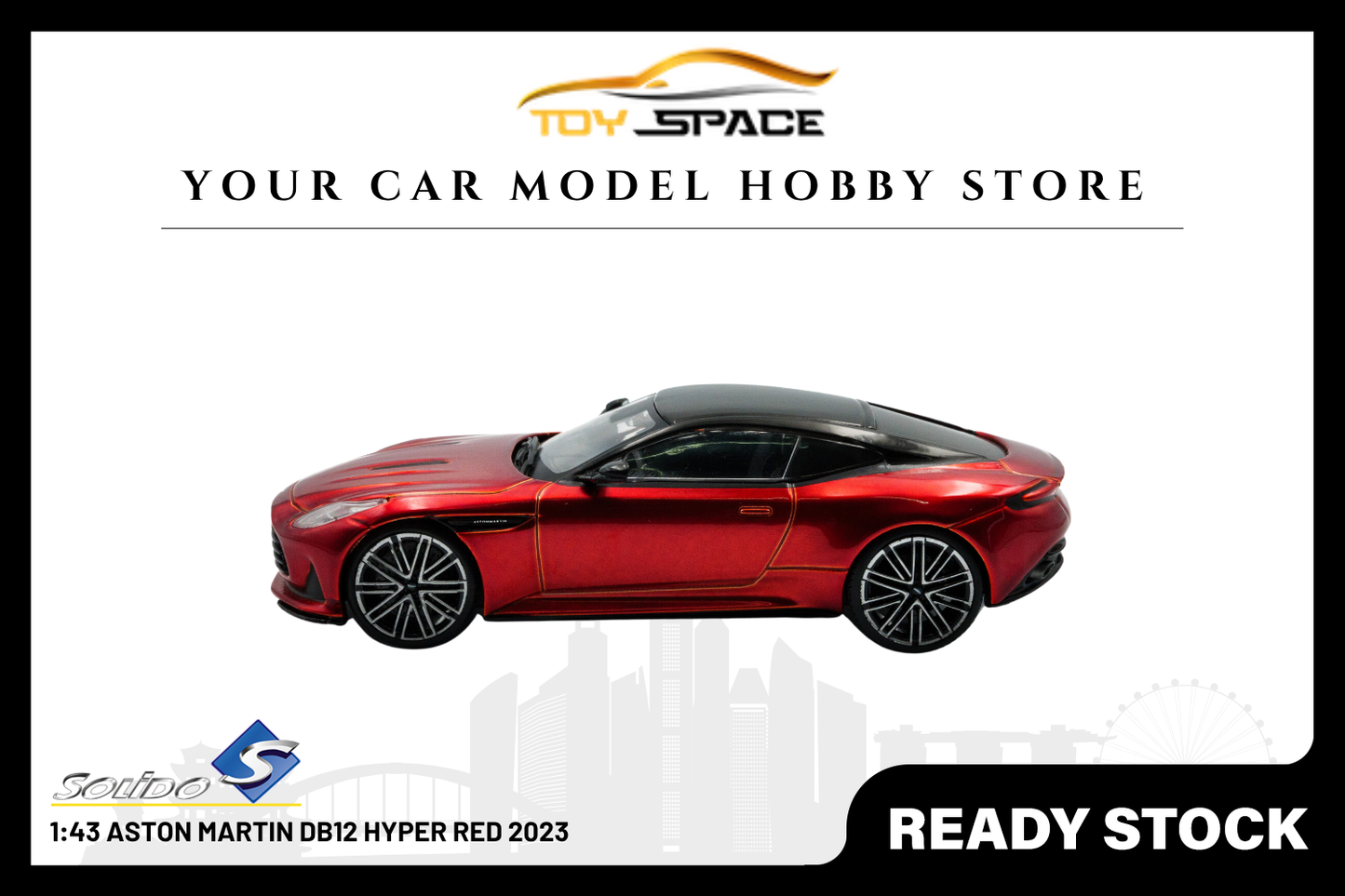 [SOLIDO] 1:43 Aston Martin DB12 Hyper Red 2023 - Toy Space Diecast Online Store Singapore