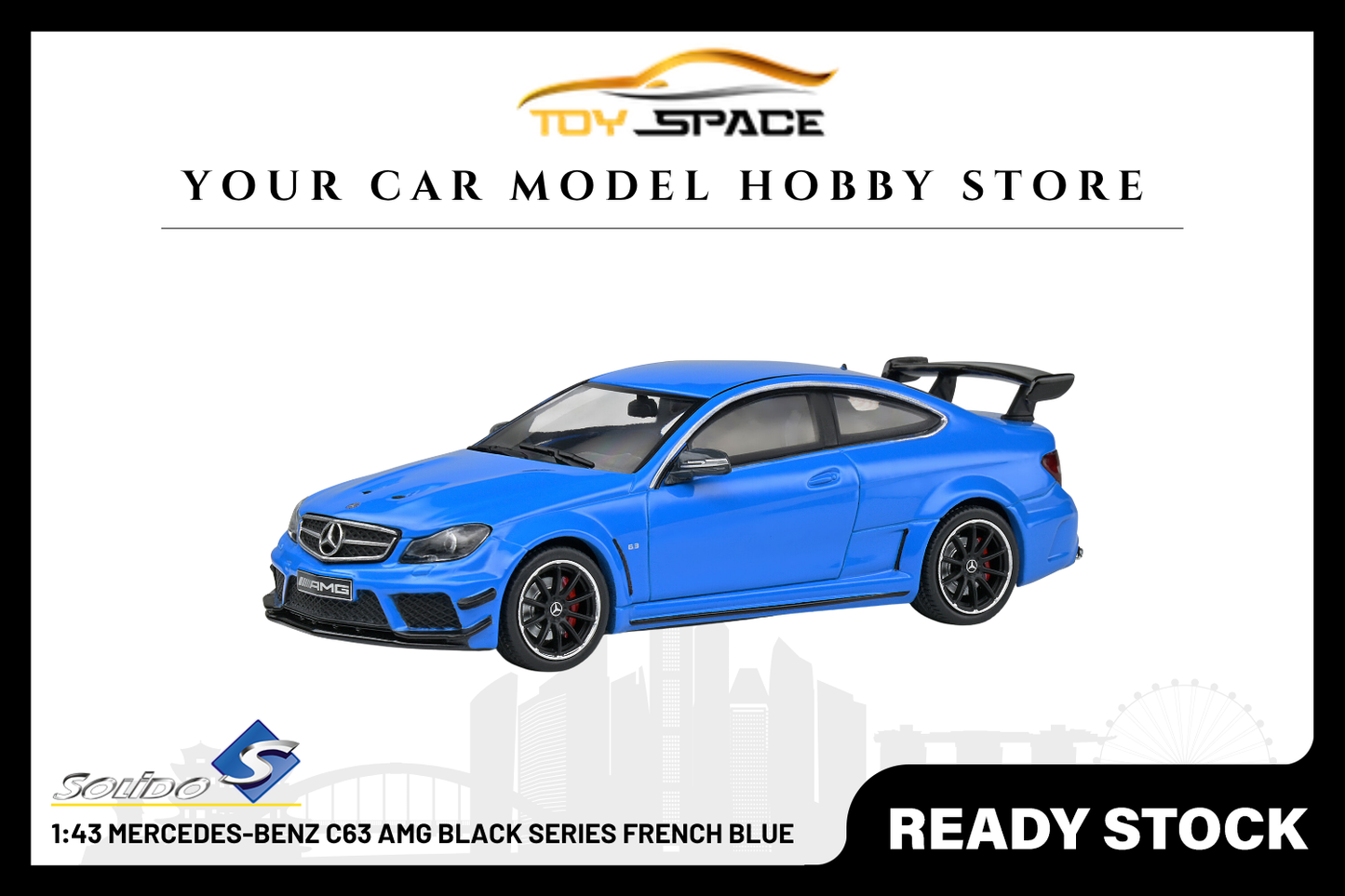 [SOLIDO] 1:43 Mercedes-Benz C63 AMG Black Series French Blue - Toy Space Diecast Online Store Singapore