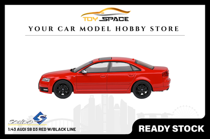 [SOLIDO] 1:43 Audi S8 D3 Red W/Black Line - Toy Space Diecast Online Store Singapore