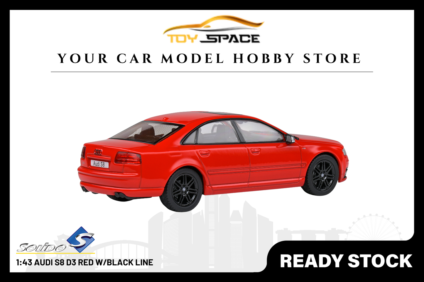 [SOLIDO] 1:43 Audi S8 D3 Red W/Black Line - Toy Space Diecast Online Store Singapore