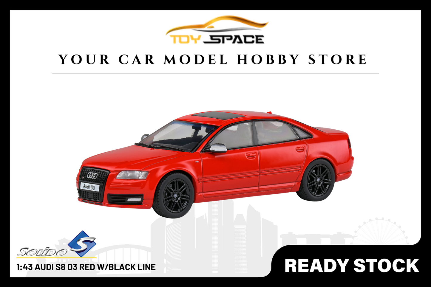 [SOLIDO] 1:43 Audi S8 D3 Red W/Black Line - Toy Space Diecast Online Store Singapore