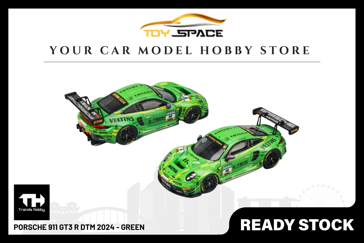 [TRENDS HOBBY] Porsche 911 GT3 R DTM 2024 - Green - Toy Space Diecast Online Store Singapore