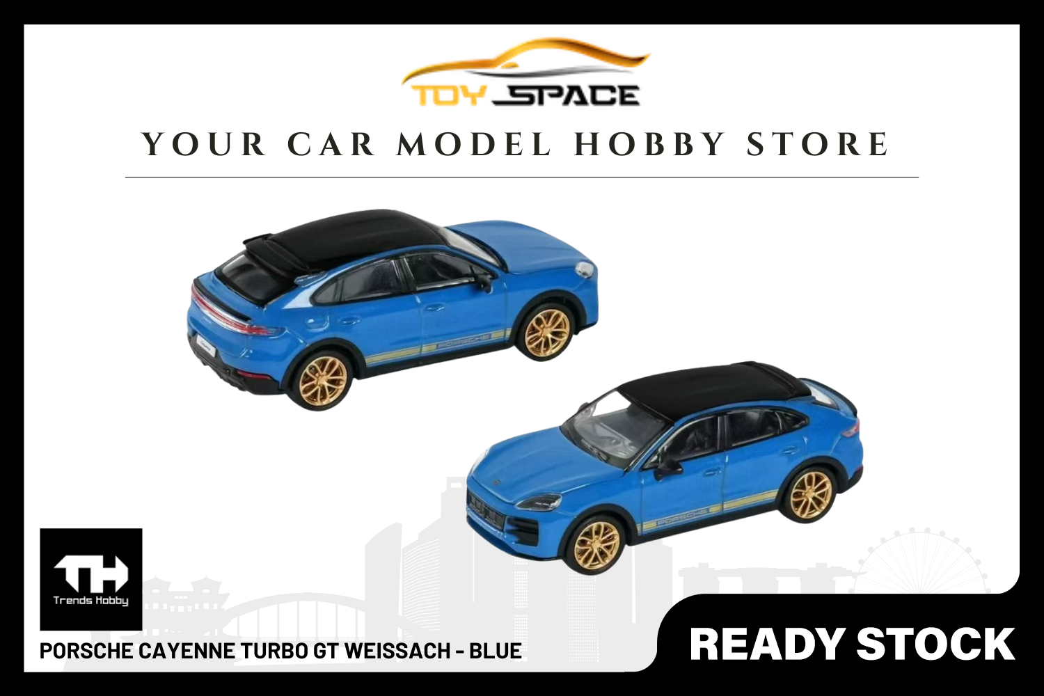 [TRENDS HOBBY] Porsche Cayenne Turbo GT Weissach - Blue - Toy Space Diecast Online Store Singapore