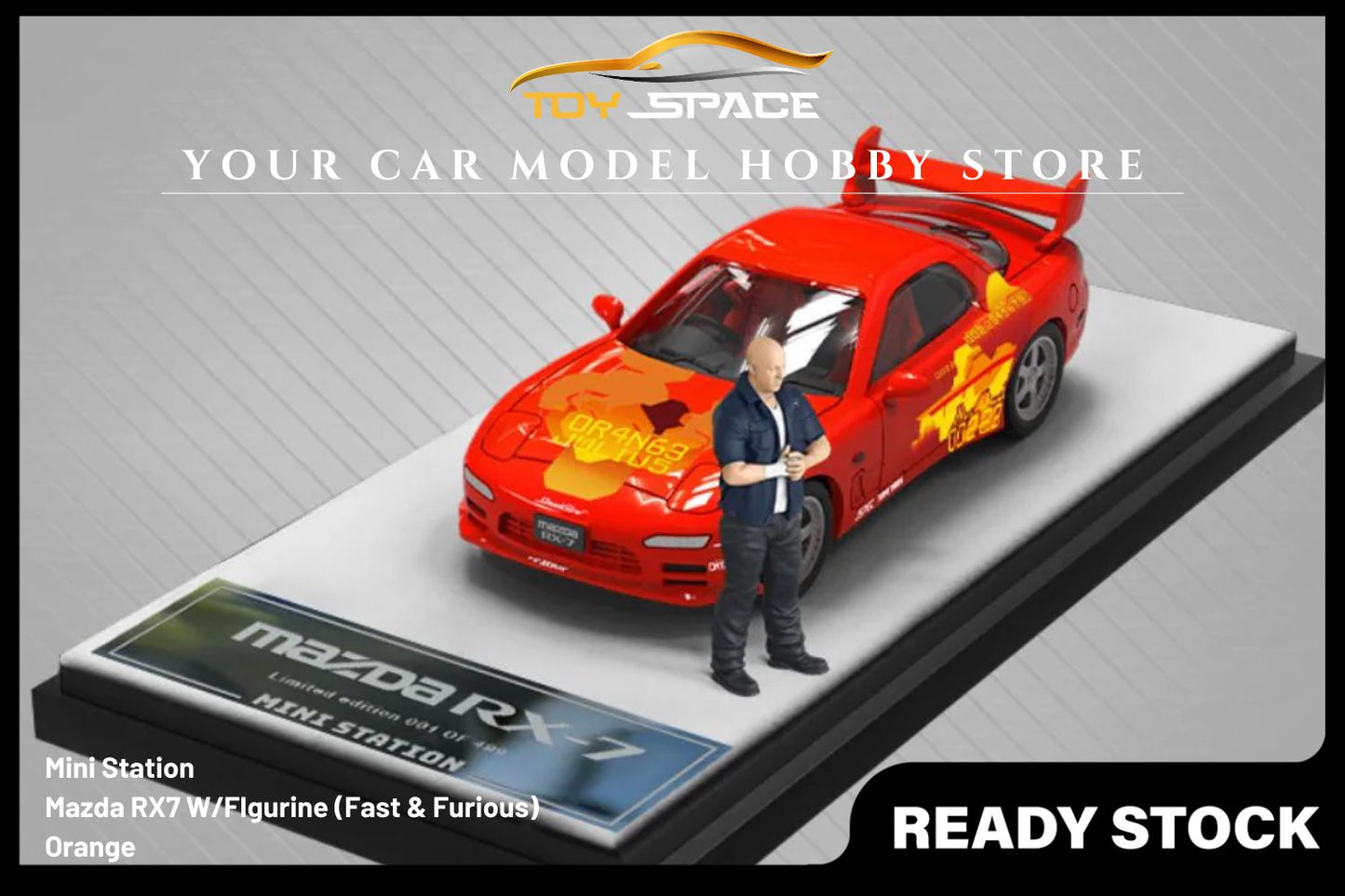 [MINI STATION] 1/64 Mazda RX-7 Orange (Fast & Furious) - Toy Space Diecast Online Store Singapore