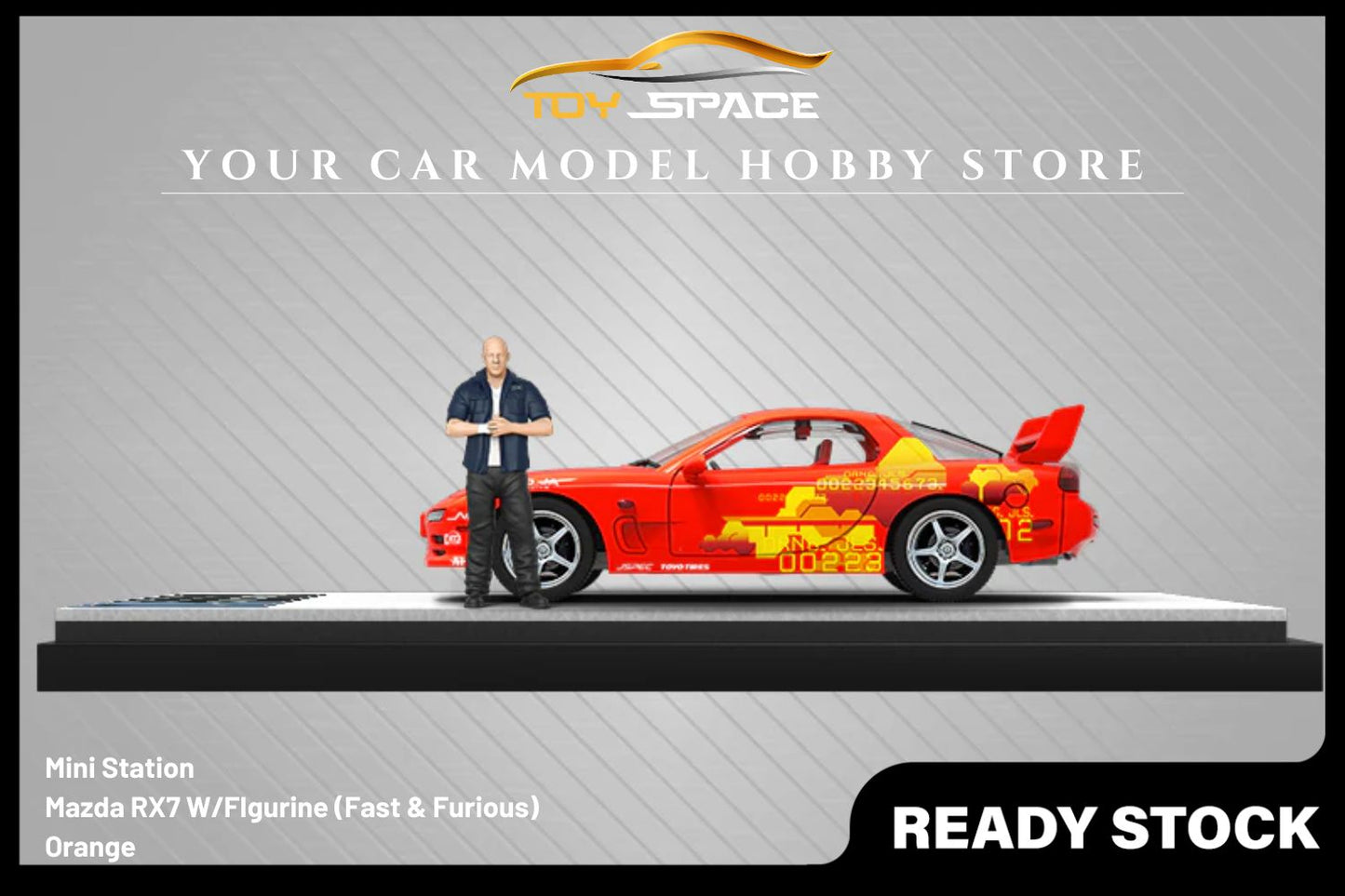 [MINI STATION] 1/64 Mazda RX-7 Orange (Fast & Furious) - Toy Space Diecast Online Store Singapore