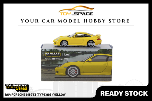 [TARMAC WORKS] 1:64 Porsche 911 GT3 (Type 996) Yellow - Toy Space Diecast Online Store Singapore