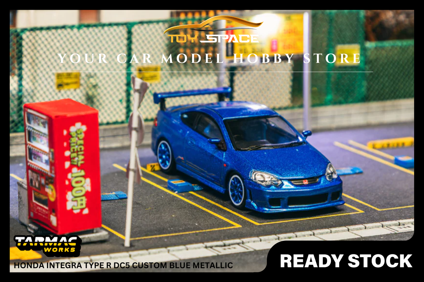 [TARMAC WORKS] 1:64 Honda Integra Type R DC5 Custom Blue Metallic - Toy Space Diecast Online Store Singapore