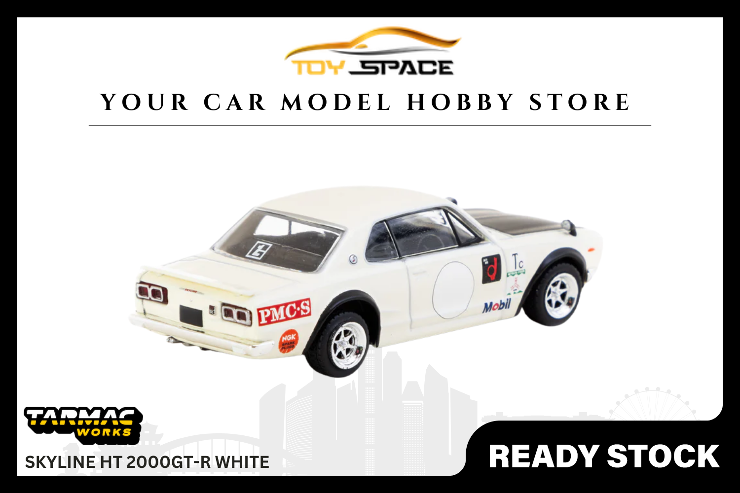 [TARMAC WORKS] 1:64 Skyline HT 2000GT-R White - Toy Space Diecast Online Store Singapore