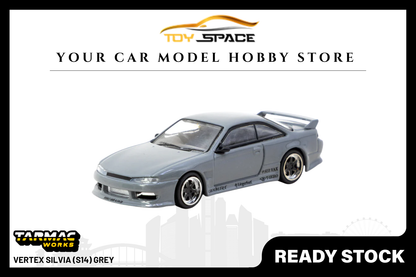 [TARMAC WORKS] 1:64 VERTEX Silvia (S14) Grey - GLOBAL64 - Toy Space Diecast Online Store Singapore