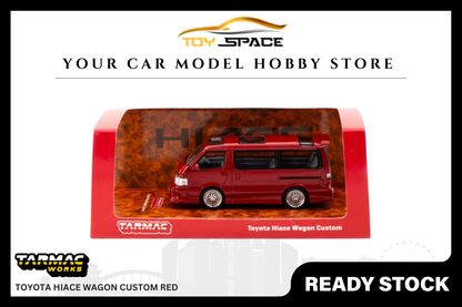 [TARMAC WORKS] 1:64 Toyota Hiace Wagon Custom Red - Toy Space Diecast Online Store Singapore