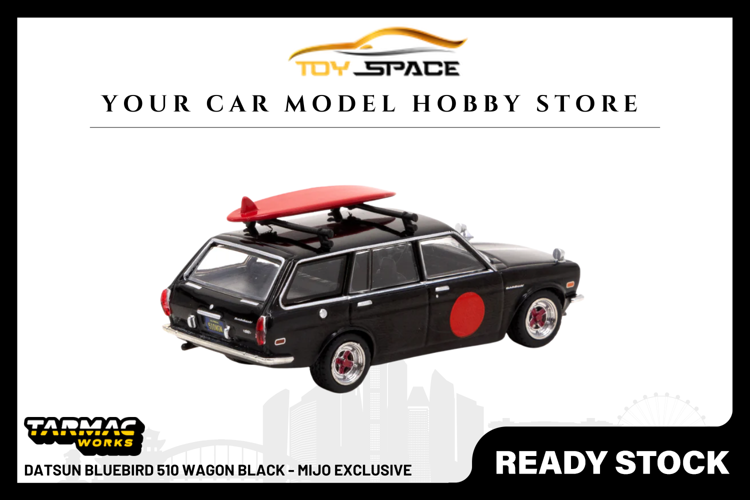 [TARMAC WORKS] 1:64 Datsun Bluebird 510 Wagon Black - Mijo Exclusive - Toy Space Diecast Online Store Singapore