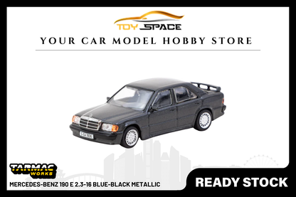 [TARMAC WORKS] 1:64 Mercedes-Benz 190 E 2.3-16 Blue-Black Metallic - Toy Space Diecast Online Store Singapore