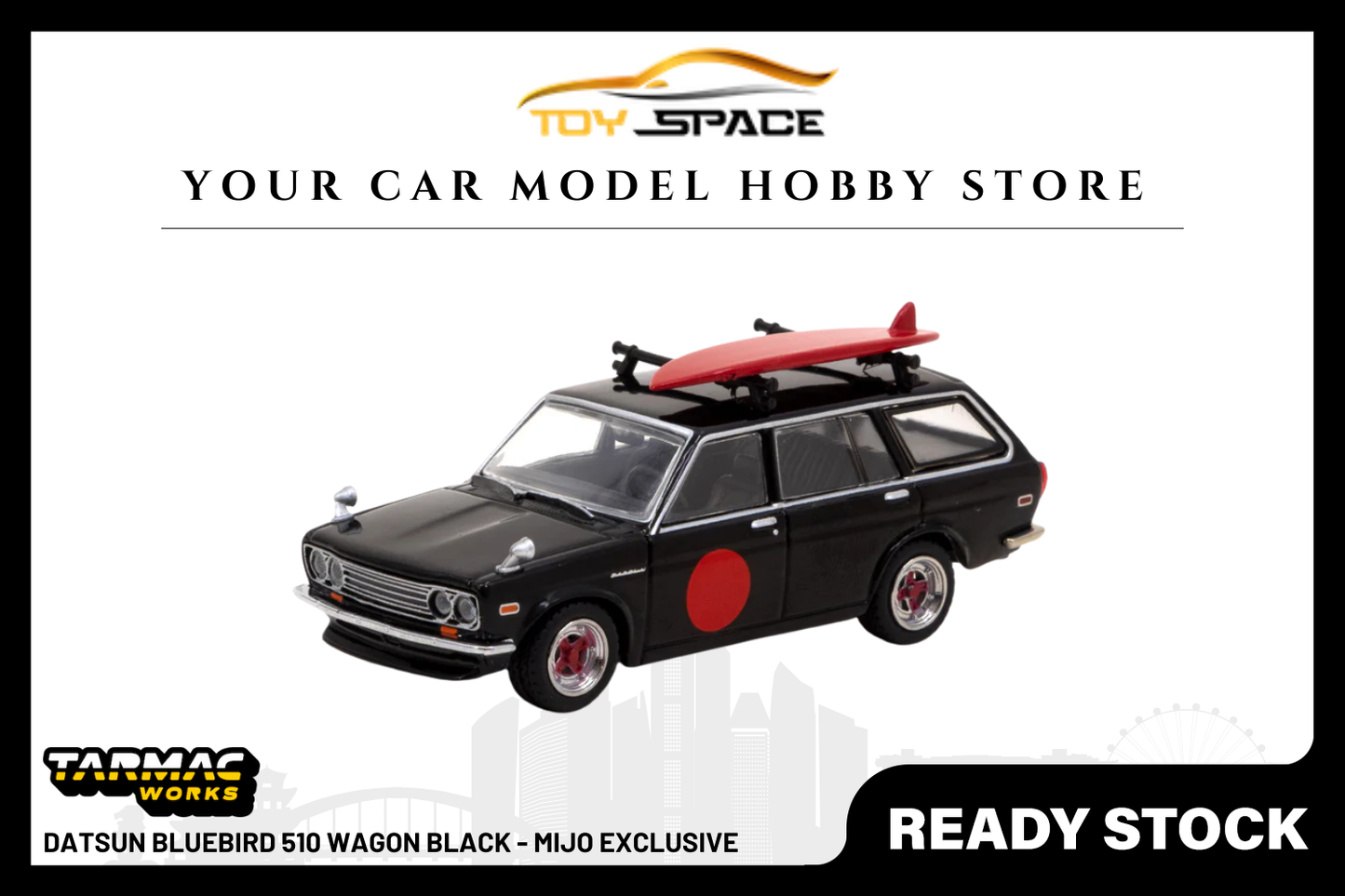 [TARMAC WORKS] 1:64 Datsun Bluebird 510 Wagon Black - Mijo Exclusive - Toy Space Diecast Online Store Singapore