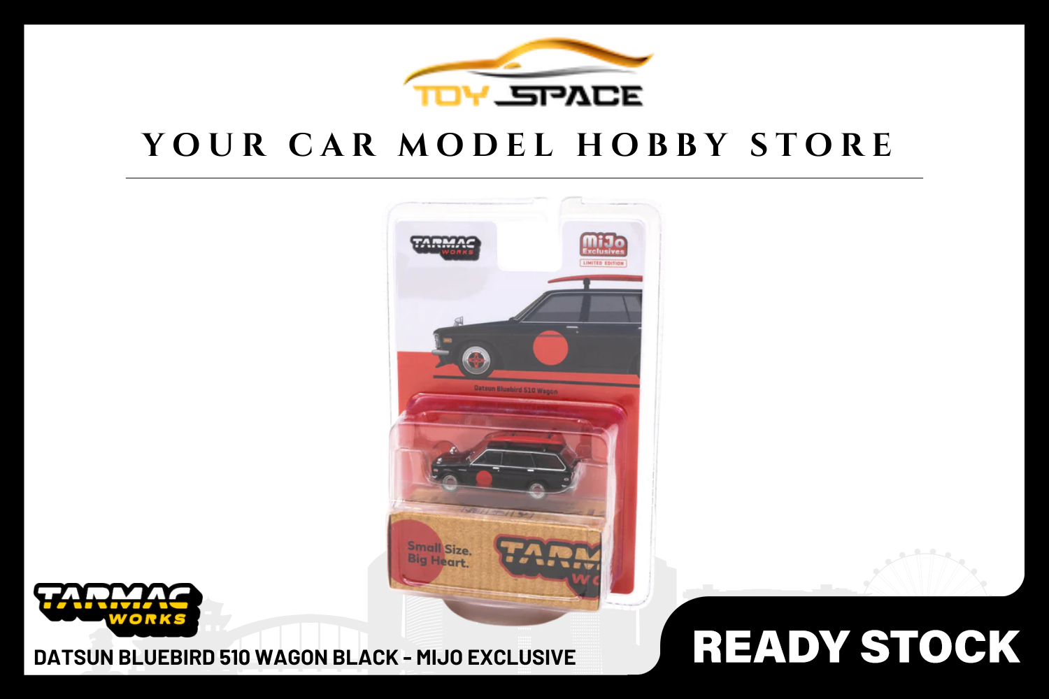 [TARMAC WORKS] 1:64 Datsun Bluebird 510 Wagon Black - Mijo Exclusive - Toy Space Diecast Online Store Singapore