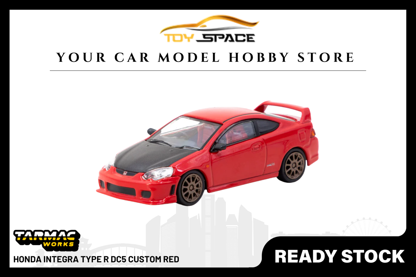 [TARMAC WORKS] 1:64 Honda Integra Type R DC5 Custom Red - Toy Space Diecast Online Store Singapore