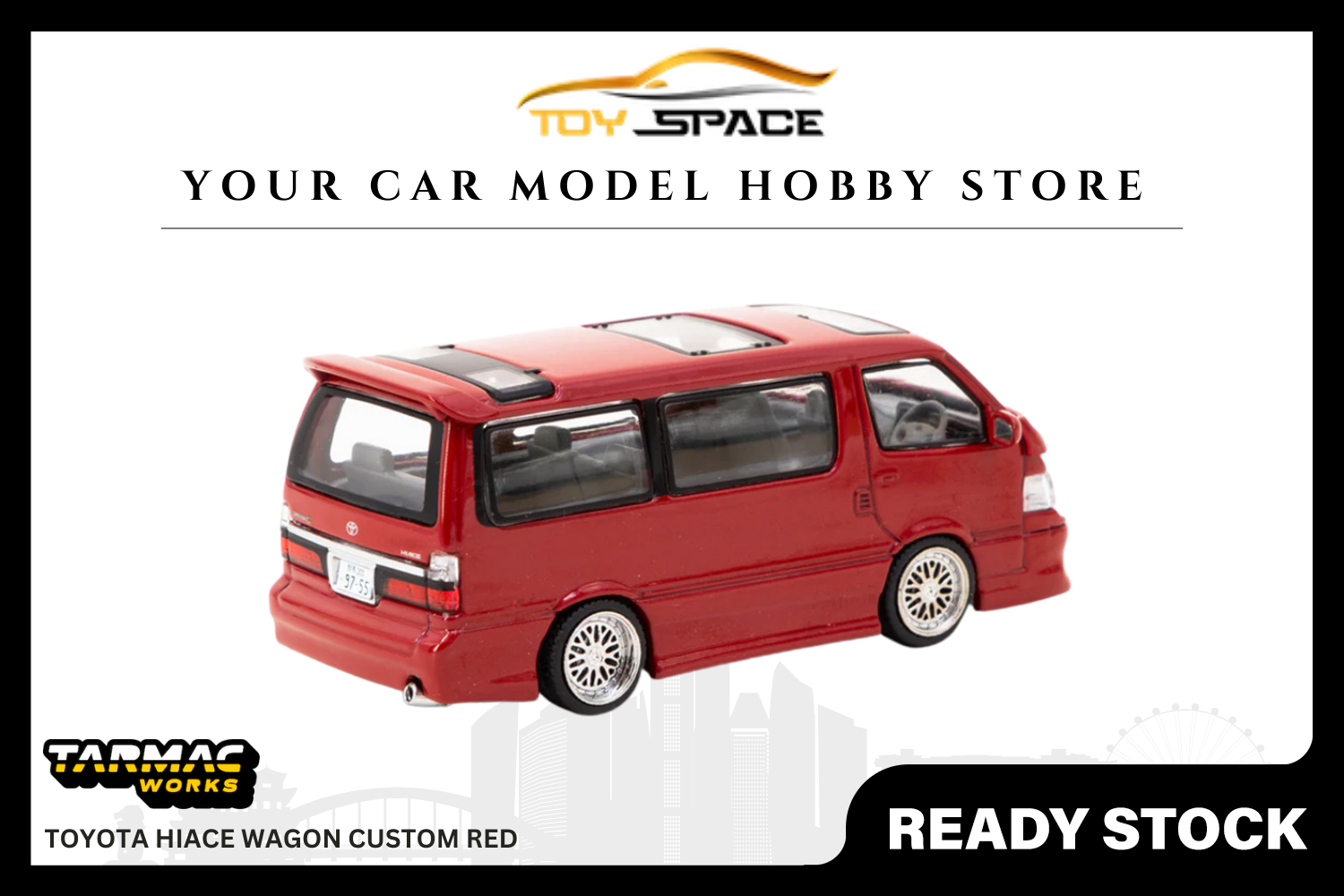 [TARMAC WORKS] 1:64 Toyota Hiace Wagon Custom Red - Toy Space Diecast Online Store Singapore