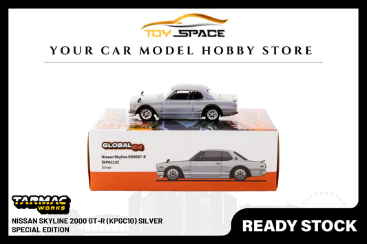 [TARMAC WORKS] 1:64 Nissan Skyline 2000 GT-R (KPGC10) Silver - Special Edition - Toy Space Diecast Online Store Singapore