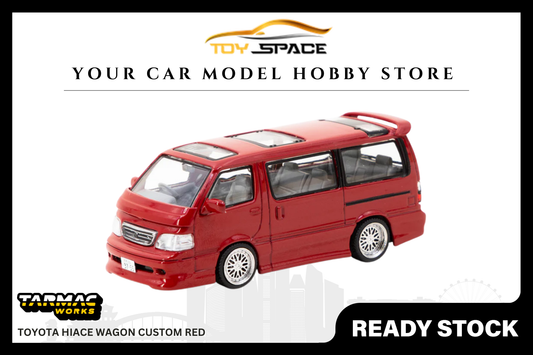 [TARMAC WORKS] 1:64 Toyota Hiace Wagon Custom Red - Toy Space Diecast Online Store Singapore