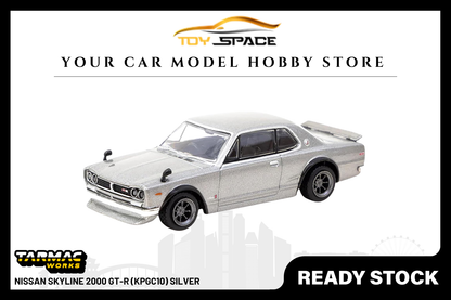 [TARMAC WORKS] 1:64 Nissan Skyline 2000 GT-R (KPGC10) Silver - Toy Space Diecast Online Store Singapore