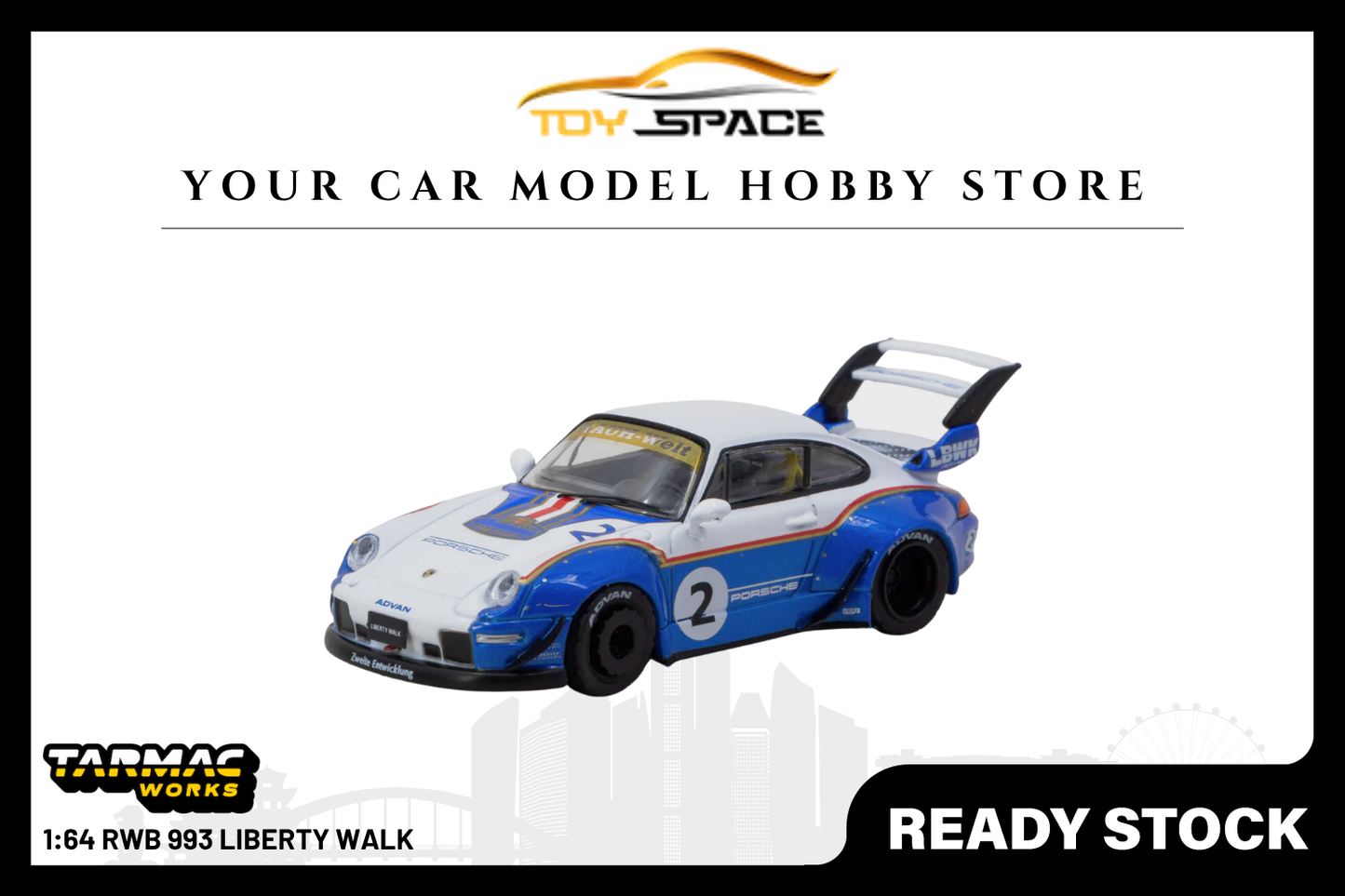 [TARMAC WORKS] 1:64 RWB 993 Liberty Walk - Toy Space Diecast Online Store Singapore