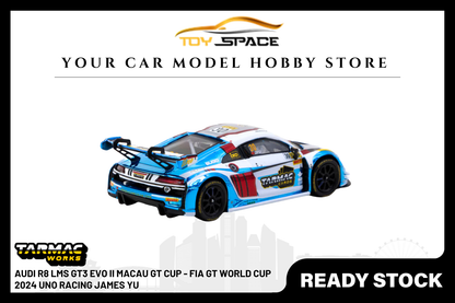[TARMAC WORKS] 1:64 Audi R8 LMS GT3 Evo II Macau GT Cup - FIA GT World Cup 2024 Uno Racing James Yu - Toy Space Diecast Online Store Singapore
