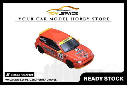 [STREET WEAPON] 1:64 Honda Civic EG6 #53 Zerofighter Orange - Toy Space Diecast Online Store Singapore