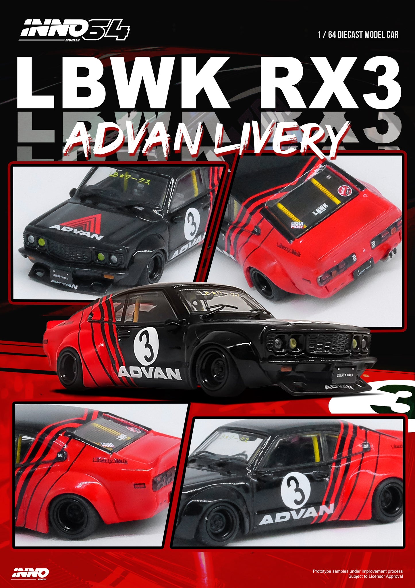[INNO64] LBWK Mazda RX3 Savanna "ADVAN LIVERY" - Toy Space Diecast Online Store Singapore