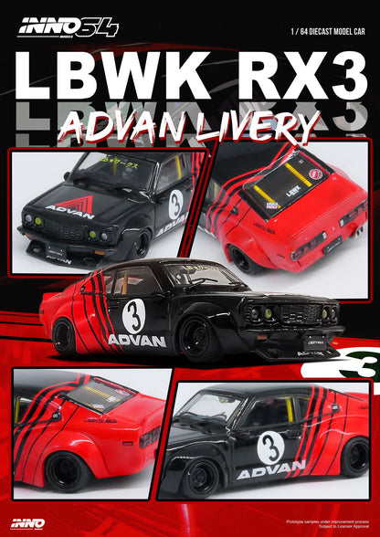 [INNO64] LBWK Mazda RX3 Savanna "ADVAN LIVERY" - Toy Space Diecast Online Store Singapore
