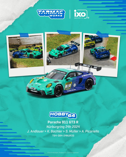 [TARMAC WORKS] 1:64 Porsche 911 GT3 R Nürburgring 24h 2024 Julien Andlauer / Klaus Bachler / Sven Müller / Alessio Picariello - Toy Space Diecast Online Store Singapore