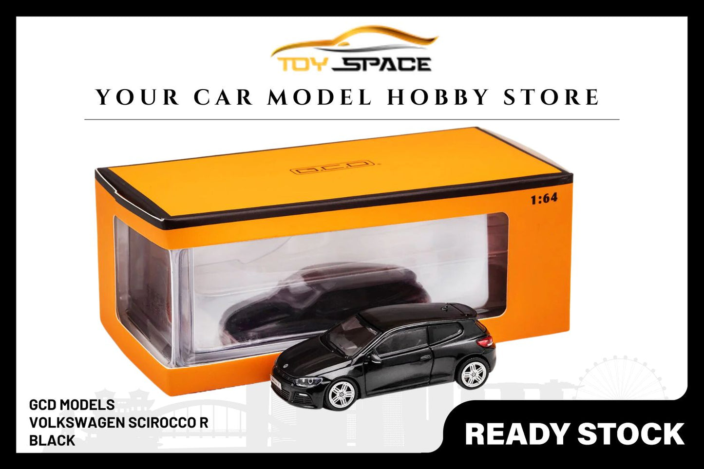 [GCD] 1/64 Volkswagen Scirocco R - Black - Toy Space Diecast Online Store Singapore