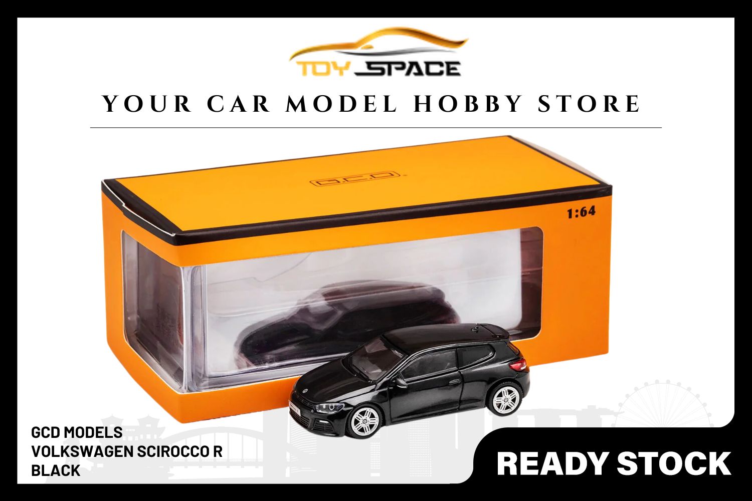 [GCD] 1/64 Volkswagen Scirocco R - Black - Toy Space Diecast Online Store Singapore