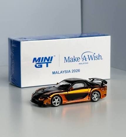 [Mini GT] Malaysia Diecast Expo MDX 2026 Mazda RX-7 VeilSide Fortune7 Orange Chrome - Mini GT give 2026 Make A Wish no. 1214