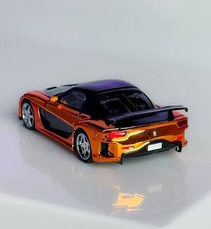 [Mini GT] Malaysia Diecast Expo MDX 2026 Mazda RX-7 VeilSide Fortune7 Orange Chrome - Mini GT give 2026 Make A Wish no. 1214